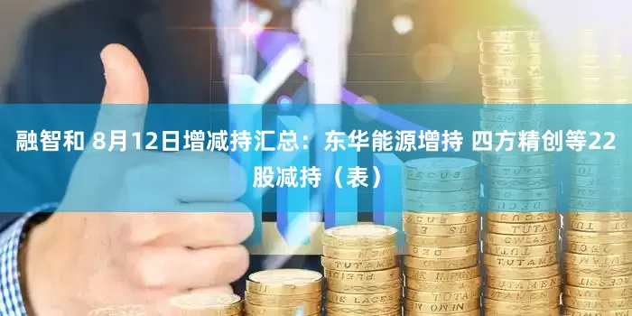 融智和 8月12日增减持汇总：东华能源增持 四方精创等22股减持（表）